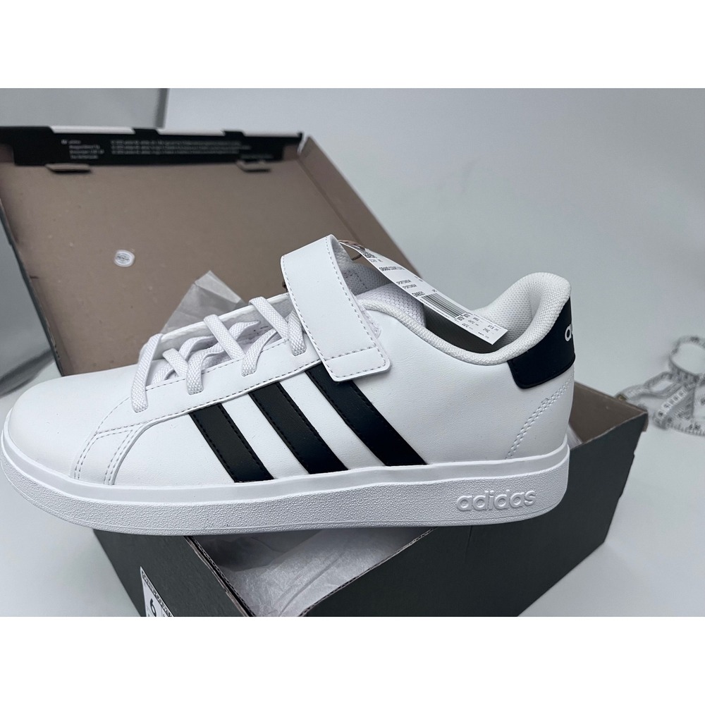 Adidas Grand Court 2.0 EL K Kids Sneakers White Black GW6521 Size 6 US‎